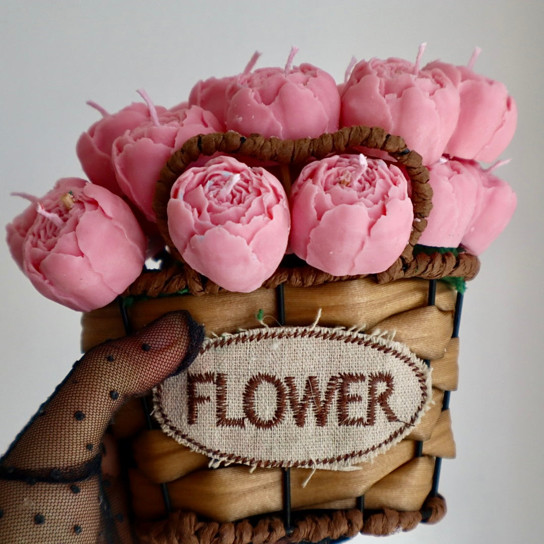 Ramo de velas para cumpleaños «Peonías rosadas»
