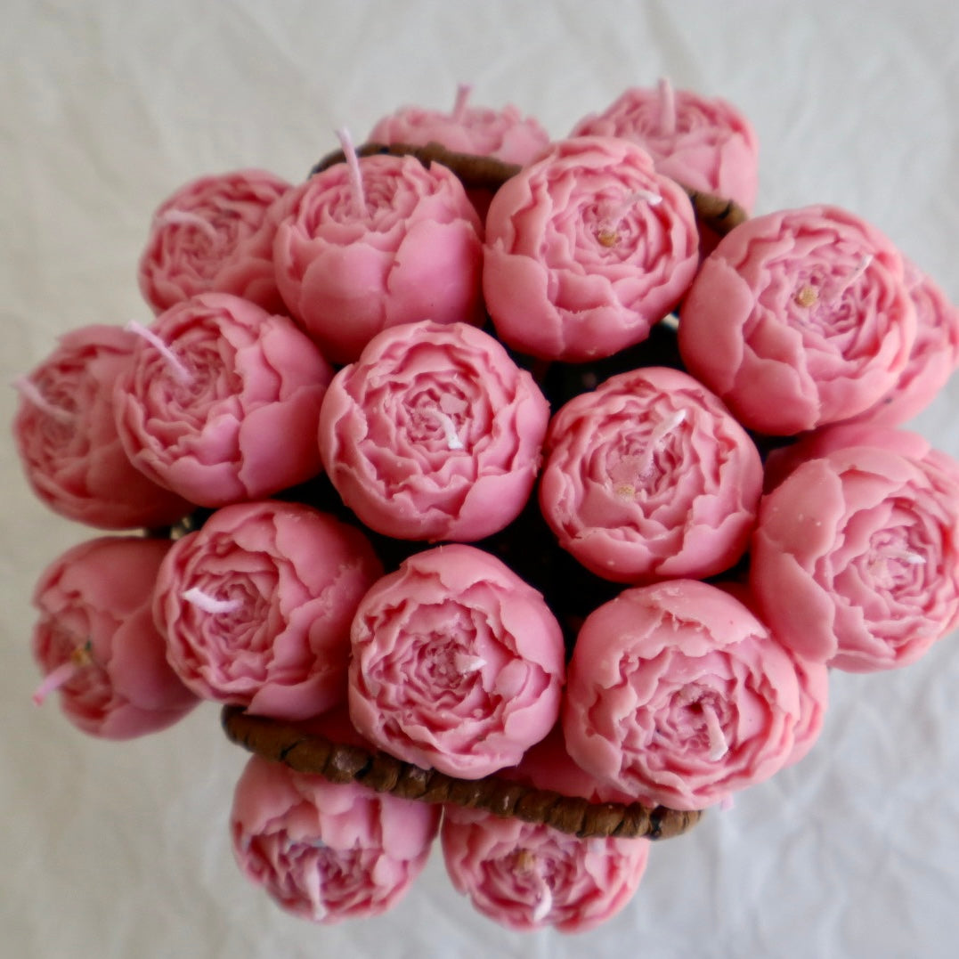 Ramo de velas para cumpleaños «Peonías rosadas»