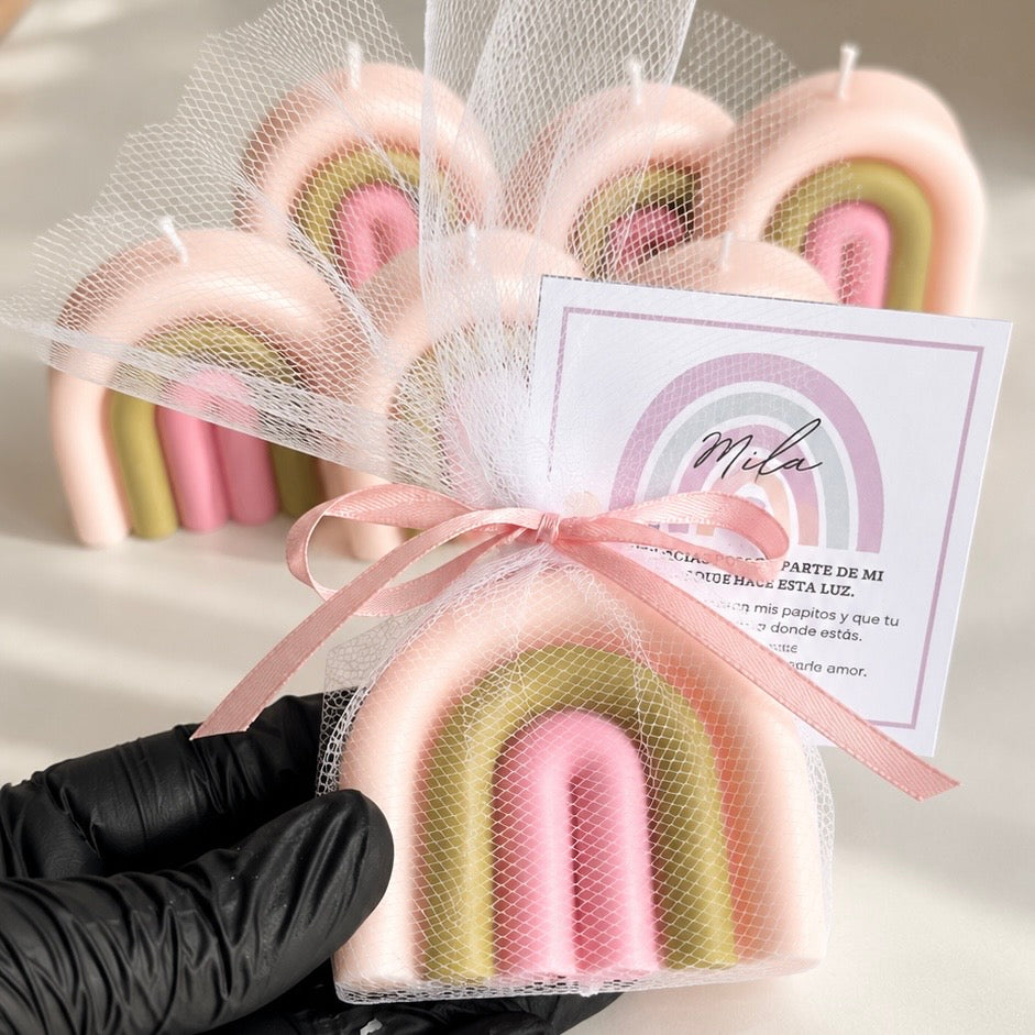 Vela Arcoíris – Recuerdo para Baby Shower, Cumpleaños y Eventos Especiales