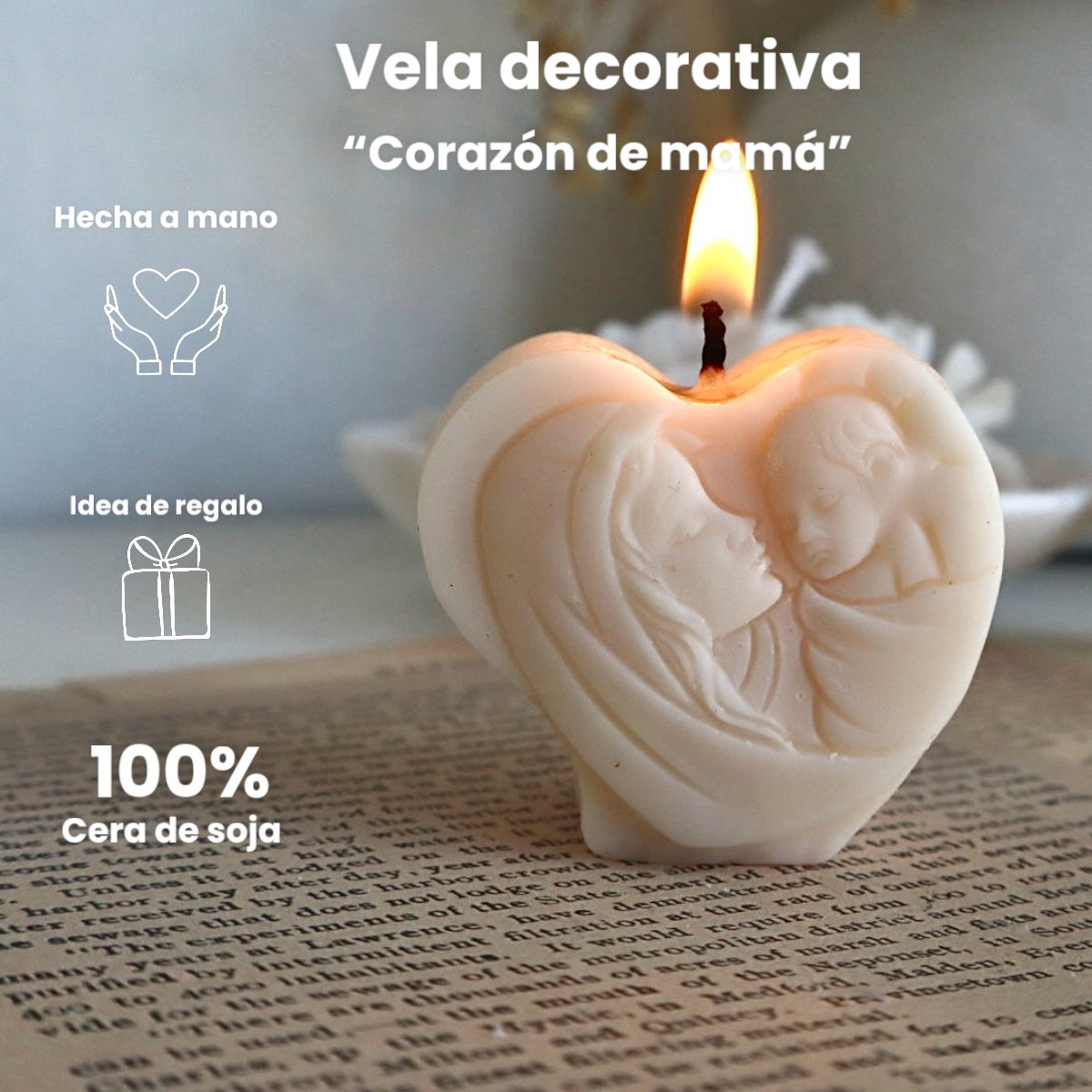 Vela decorativa “Corazón de mamá”
