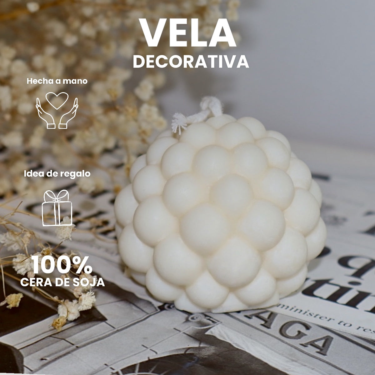 Vela “Bubbles” forma de bola