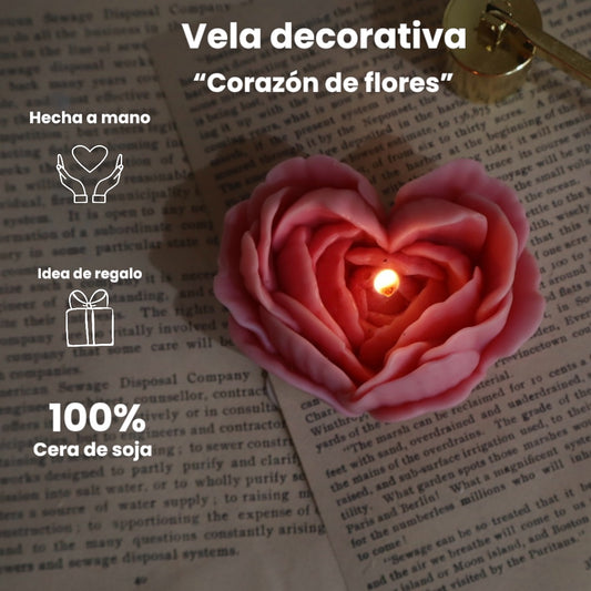 Vela decorativa “Corazón de flores”