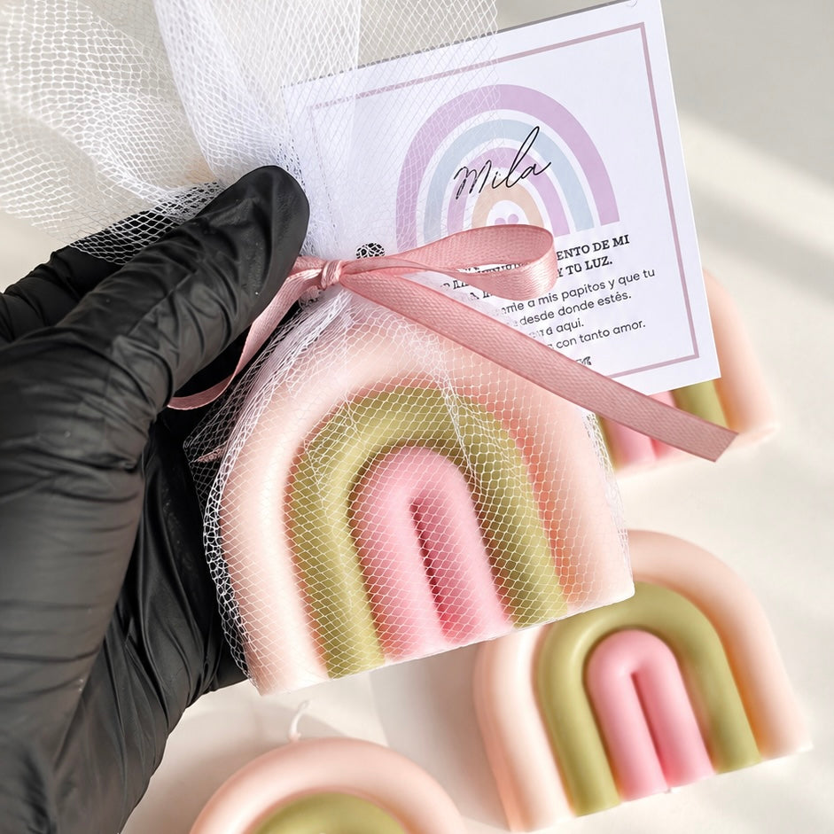 Vela Arcoíris – Recuerdo para Baby Shower, Cumpleaños y Eventos Especiales